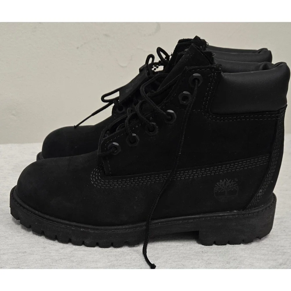 Timberland Kids 6 Inch Premium Waterproof Boots Black Nubuck 12707 Size 1M Youth